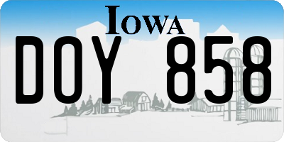 IA license plate DOY858