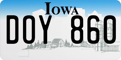 IA license plate DOY860