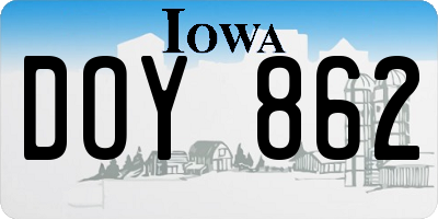 IA license plate DOY862
