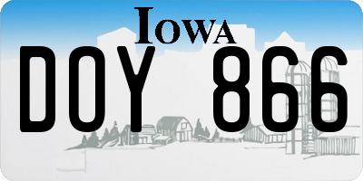 IA license plate DOY866