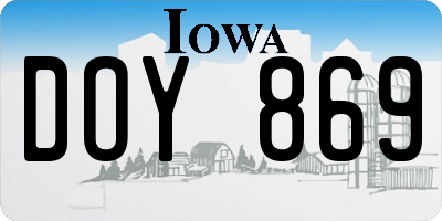 IA license plate DOY869