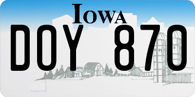 IA license plate DOY870