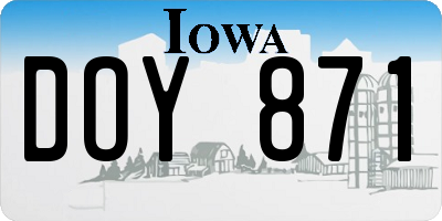 IA license plate DOY871