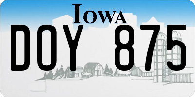 IA license plate DOY875