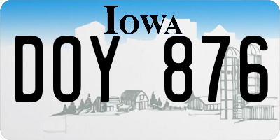 IA license plate DOY876