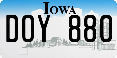 IA license plate DOY880