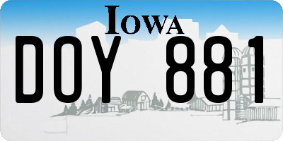 IA license plate DOY881