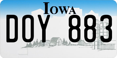 IA license plate DOY883