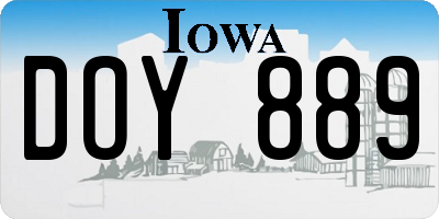 IA license plate DOY889