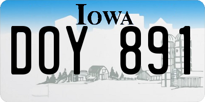 IA license plate DOY891