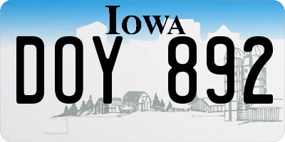 IA license plate DOY892