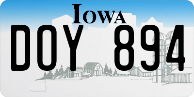 IA license plate DOY894