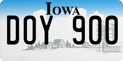 IA license plate DOY900
