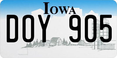 IA license plate DOY905