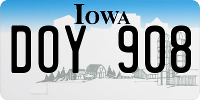 IA license plate DOY908
