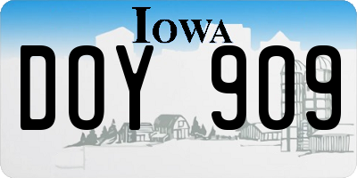 IA license plate DOY909