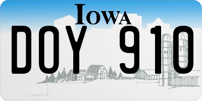 IA license plate DOY910