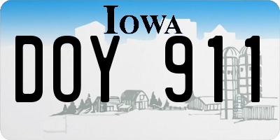 IA license plate DOY911