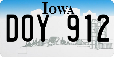 IA license plate DOY912
