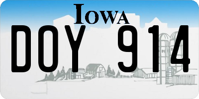 IA license plate DOY914