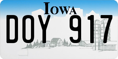 IA license plate DOY917
