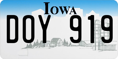IA license plate DOY919