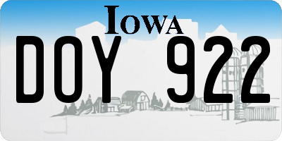 IA license plate DOY922