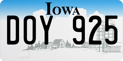 IA license plate DOY925