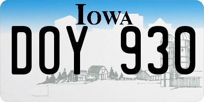 IA license plate DOY930