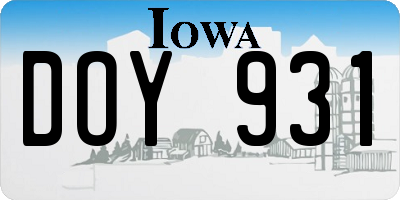 IA license plate DOY931