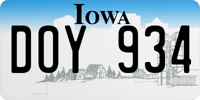 IA license plate DOY934