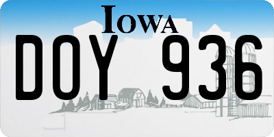 IA license plate DOY936