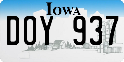 IA license plate DOY937