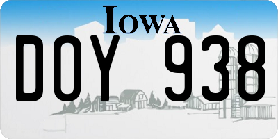 IA license plate DOY938