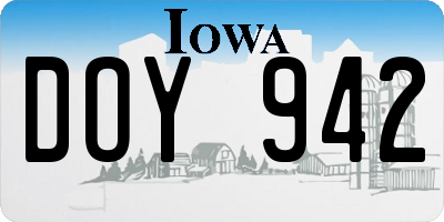 IA license plate DOY942