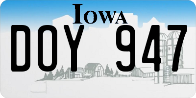 IA license plate DOY947