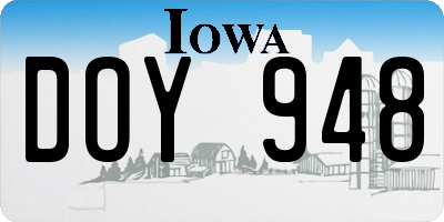 IA license plate DOY948