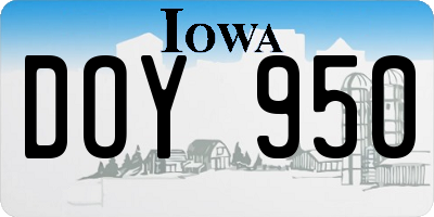 IA license plate DOY950