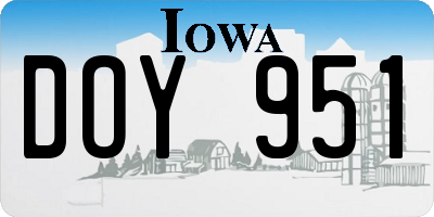IA license plate DOY951