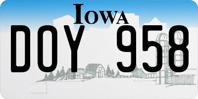 IA license plate DOY958