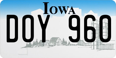 IA license plate DOY960