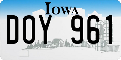 IA license plate DOY961