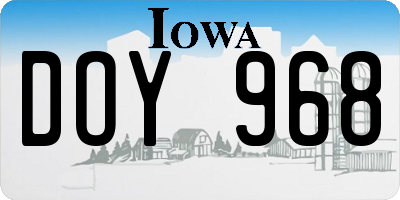IA license plate DOY968