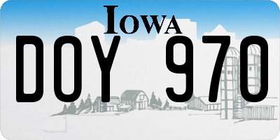 IA license plate DOY970