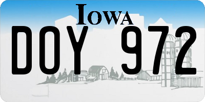 IA license plate DOY972