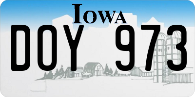 IA license plate DOY973