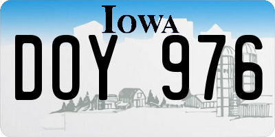 IA license plate DOY976