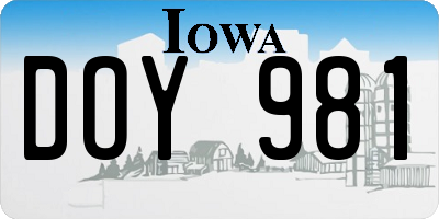IA license plate DOY981