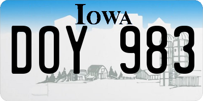 IA license plate DOY983
