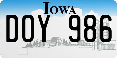 IA license plate DOY986